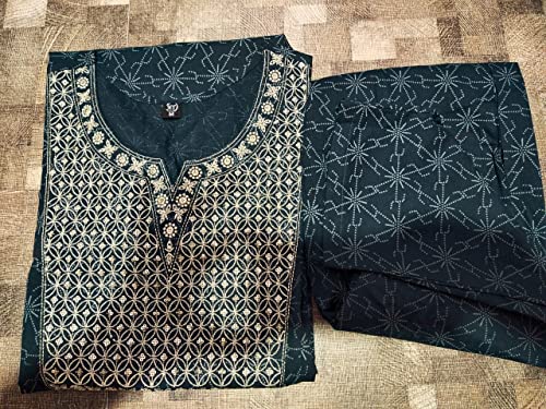 Kurti droit en coton pour femmes avec broderies et sequins - 6