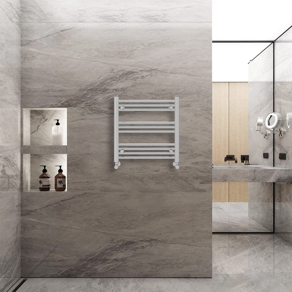 Warmehaus Straight Heated Towel Rail Radiator Ladder Chrome 600x600mm