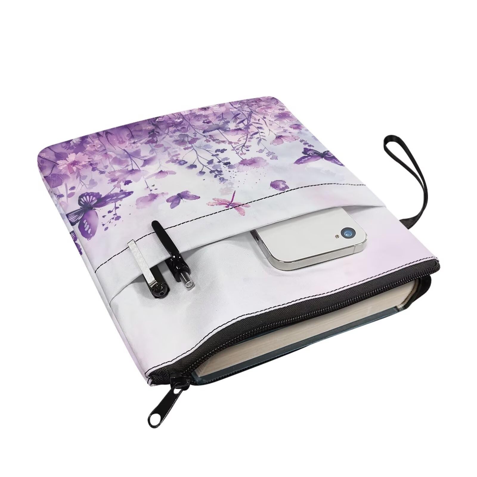 Wanyint Book Sleeve for Girls Book Protector with Zipper and Front Pocket Book Cover for Cat Lovers Book Lovers 11.4 x 8.7 Inch - Image 2