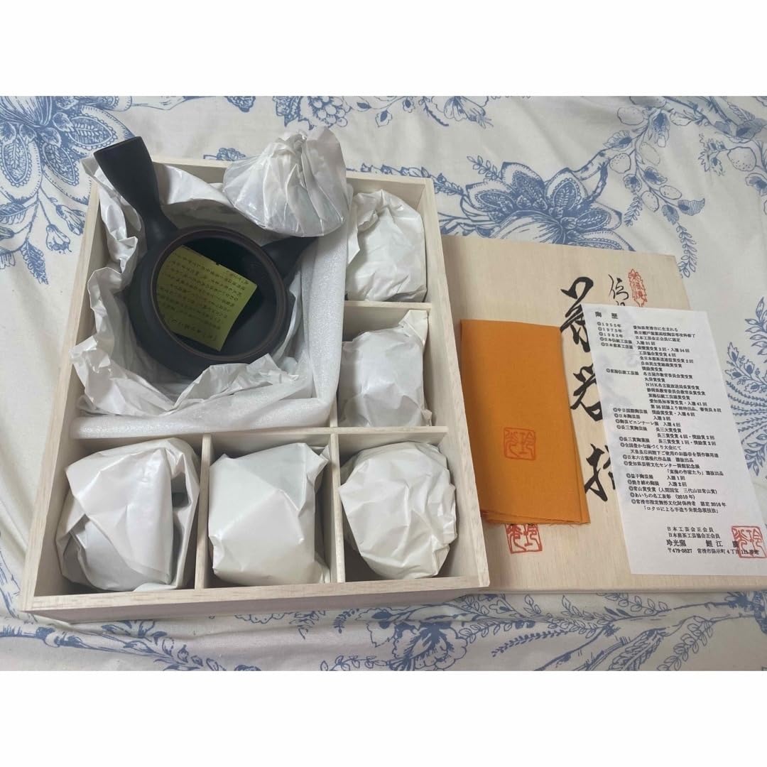 Amazon.co.jp: 常滑焼 急須 湯呑 玲光窯 鯉江廣氏 工芸品 セット