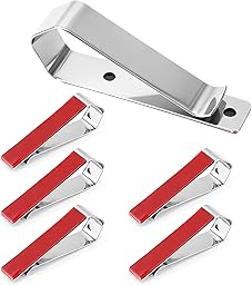 6pcs Stainless Steel Car Visor Clips, Sun Visor Clip DIY Mounting Kit Garage Door Opener Remote Clip Strong Hold Accessory for Cars Home Office Use