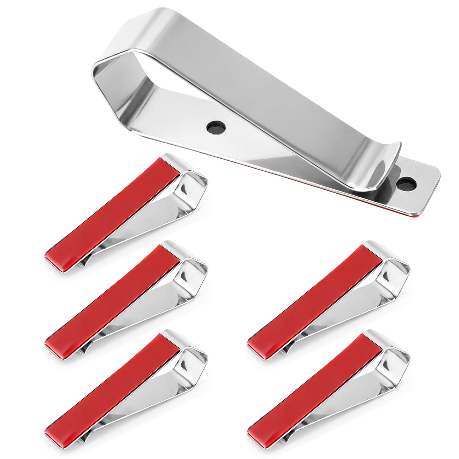 6pcs Stainless Steel Car Visor Clips, Sun Visor Clip DIY Mounting Kit Garage Door Opener Remote Clip Strong Hold Accessory for Cars Home Office Use