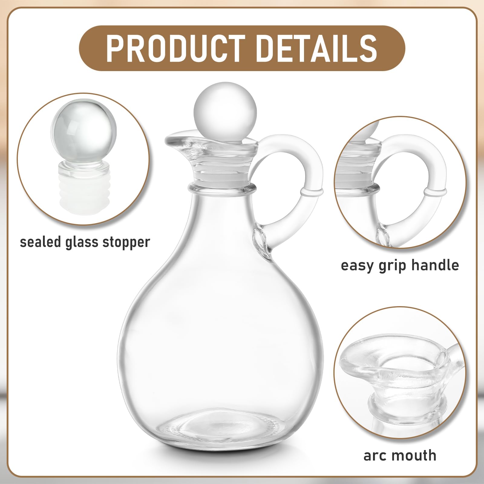 Teenyyou Oliera in vetro per olio e aceto, 2 pezzi, dispenser per olio d'oliva, aceto, ampolla per insalata, condimenti, elegante contenitore in vetro per condimenti fatti in casa, sciroppo per