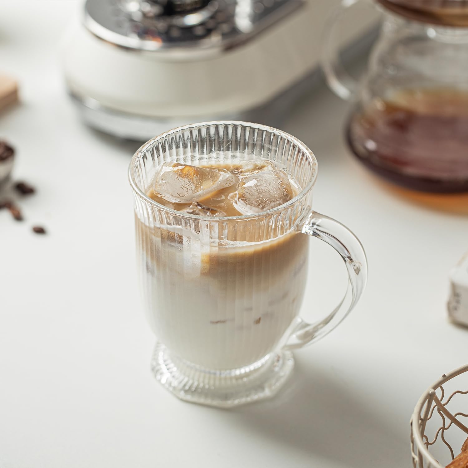 Glass Coffee Mugs Set of 4, Ribbed Large Coffee Mug 16 Oz With Handles for Hot Beverages, Clear Mugs for Tea, Cappuccino, Latte, Espresso Coffee, Glass Coffee Cups Large Coffee Mug, for Hot Beverages - Image 7