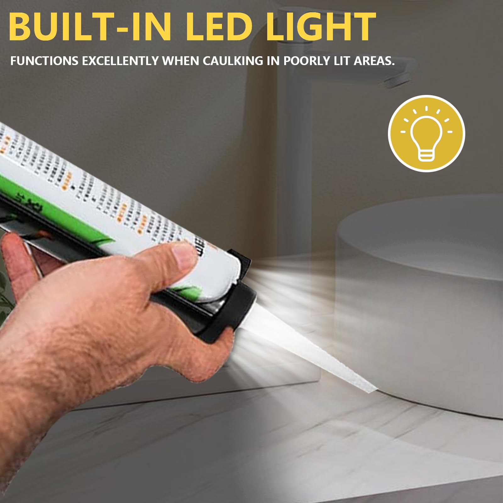 Pistola de cartuchos sin cable batería para DeWalt 20V Max con luz LED y 4 velocidades ajustables Para reparar baldosas y sellar encimeras de cocina