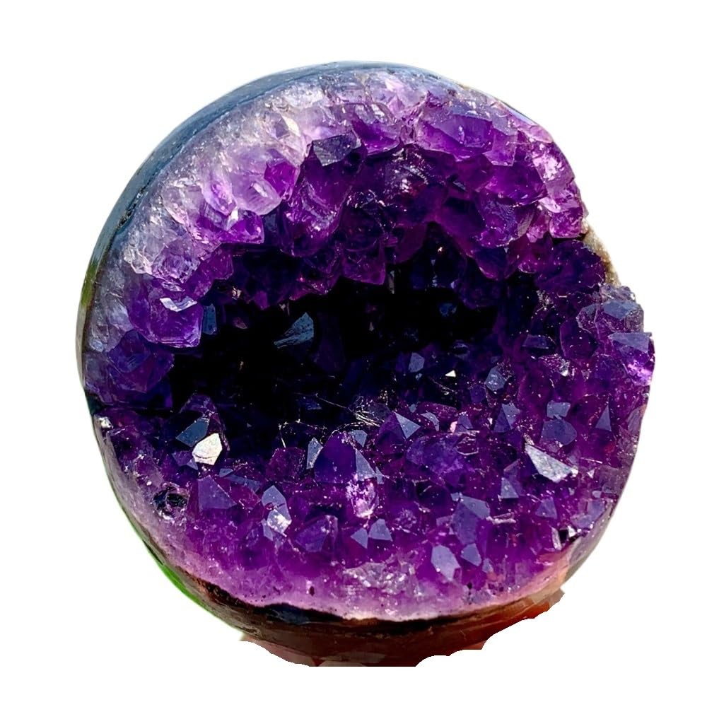 AARTERZZA 1pc 300-400g Uruguayan Amethyst Quartz Crystal Smile Ball Gemstone Room and Office Decoration