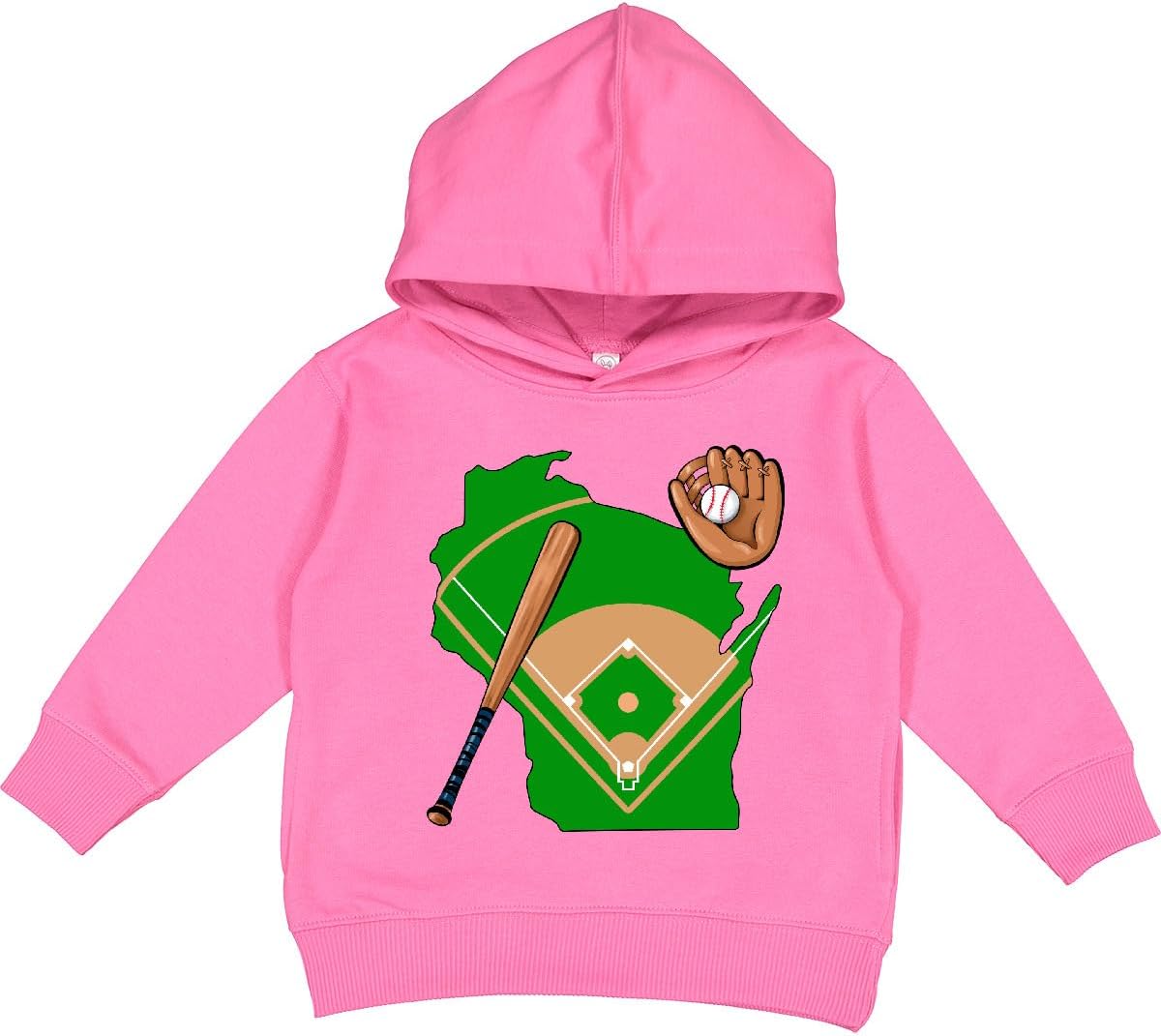 inktastic Wisconsin Baseball with Bat and Glove Toddler Hoodie