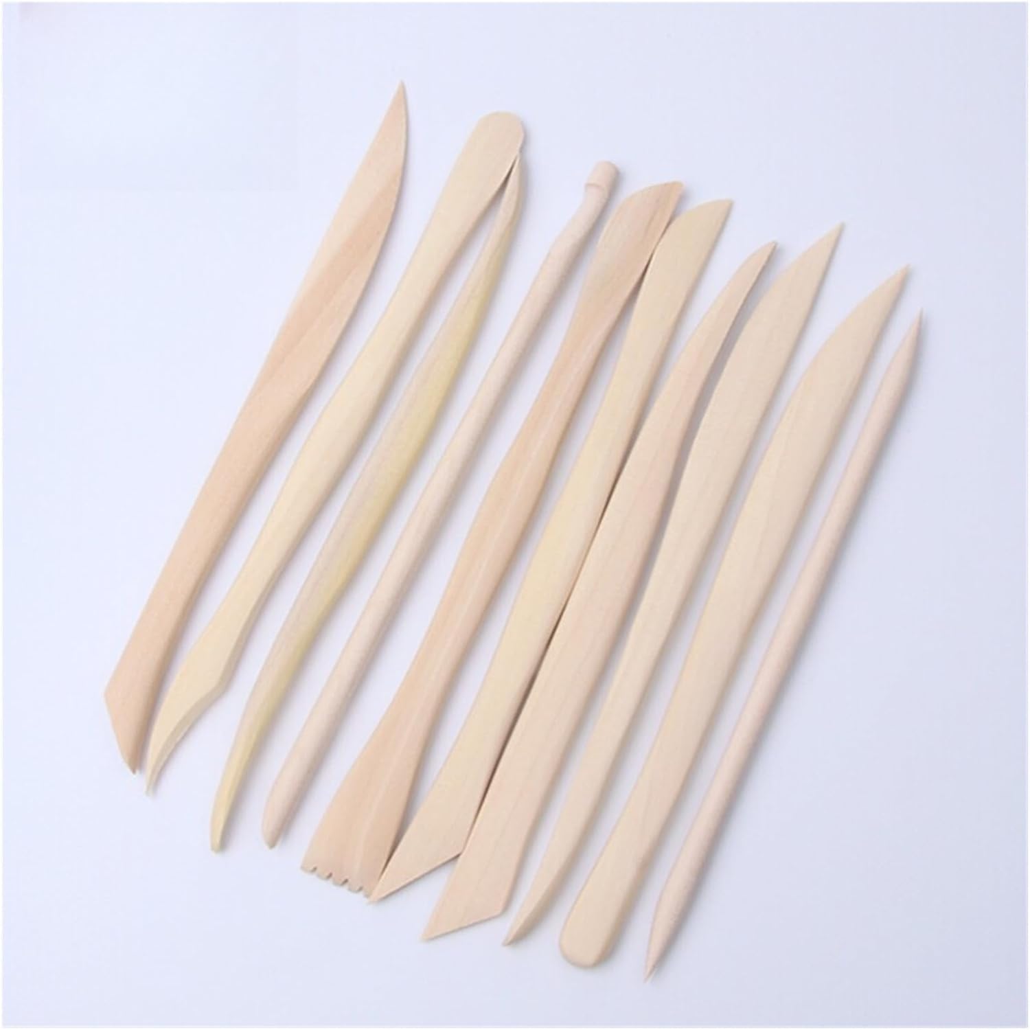 Art Wooden Detail Carving Tools Clay Sculpting Set 10Pcs Handmade Pottery Modeling Auxiliary Supplies for Craft