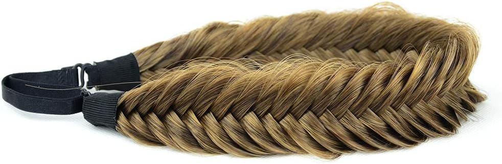 BOBIYA Wide Fishtail Synthetic Hair Braided Headband Classic Chunky Plaited Braids Elastic Stretch Hairpiece Women Girl Beauty Accessory (Claybank) - Image 4