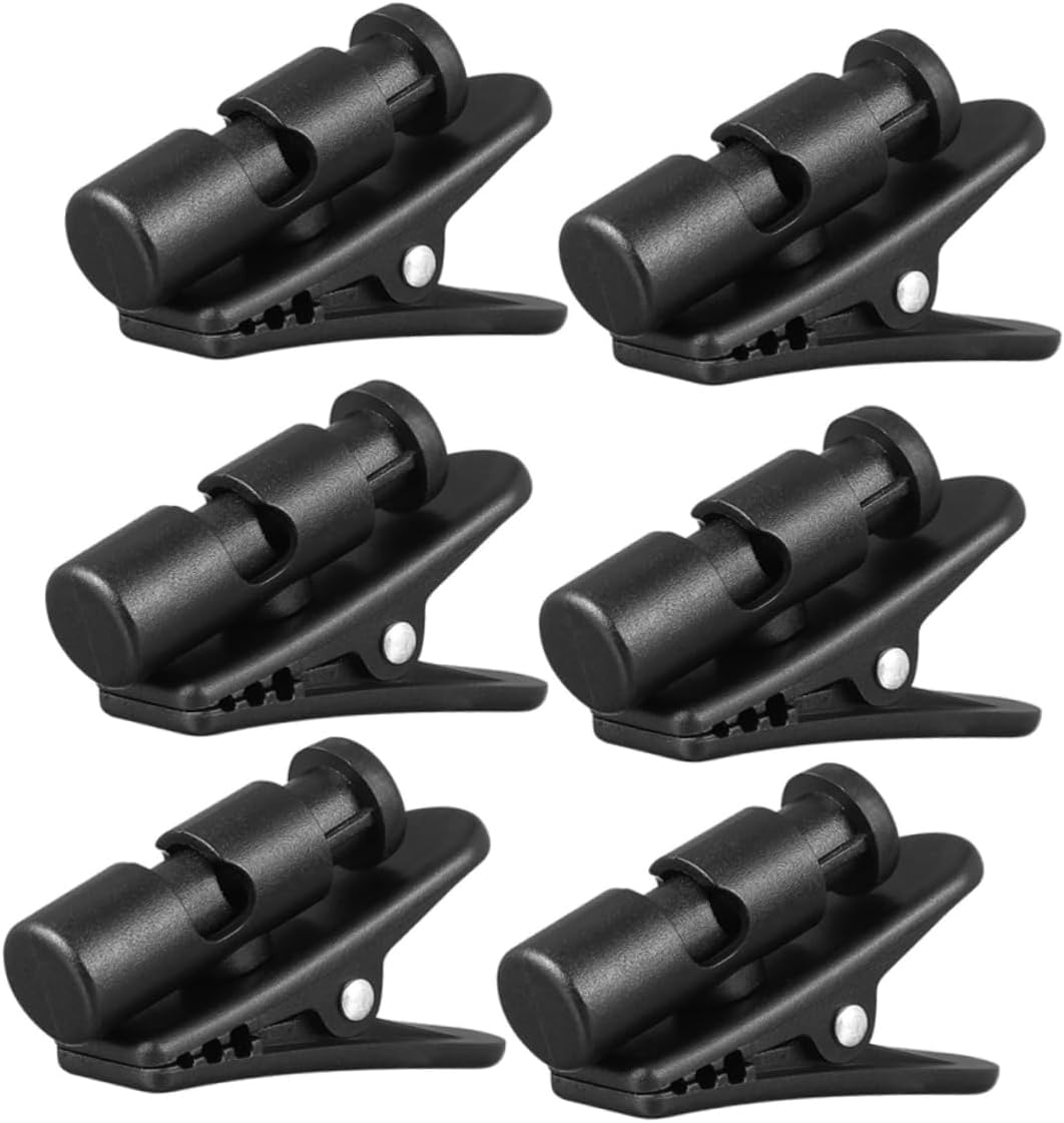 6pcs Rotatable Plastic Lapel Clip for Headphone Cables Black
