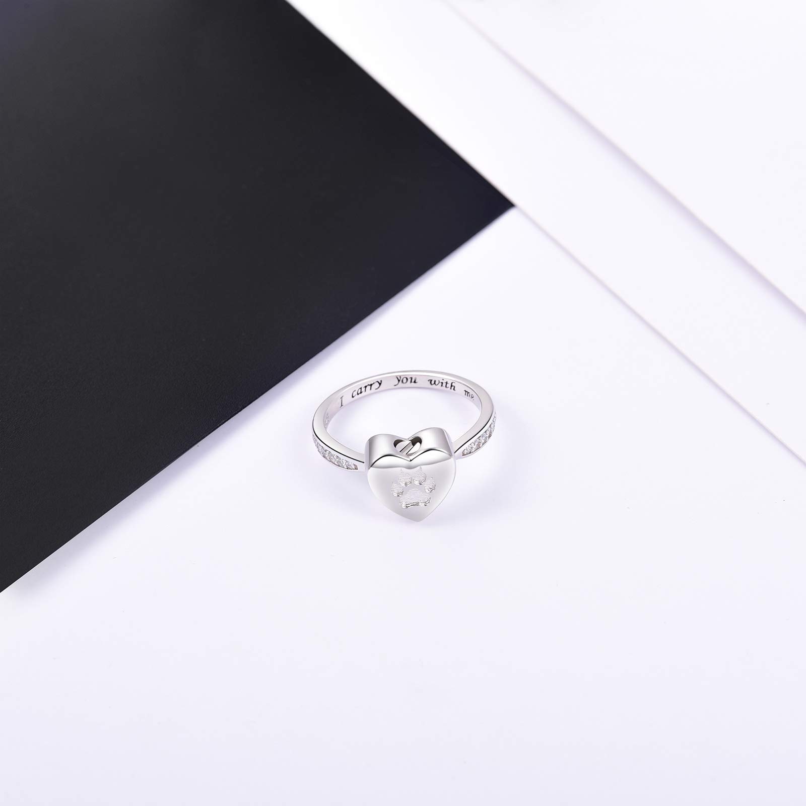 Fookduoduo Urna per ceneri in argento Sterling 925 con impronta di zampa I Carry You with me, gioiello per cremazione cane gatto artiglio urna per gli amanti degli animali domestici