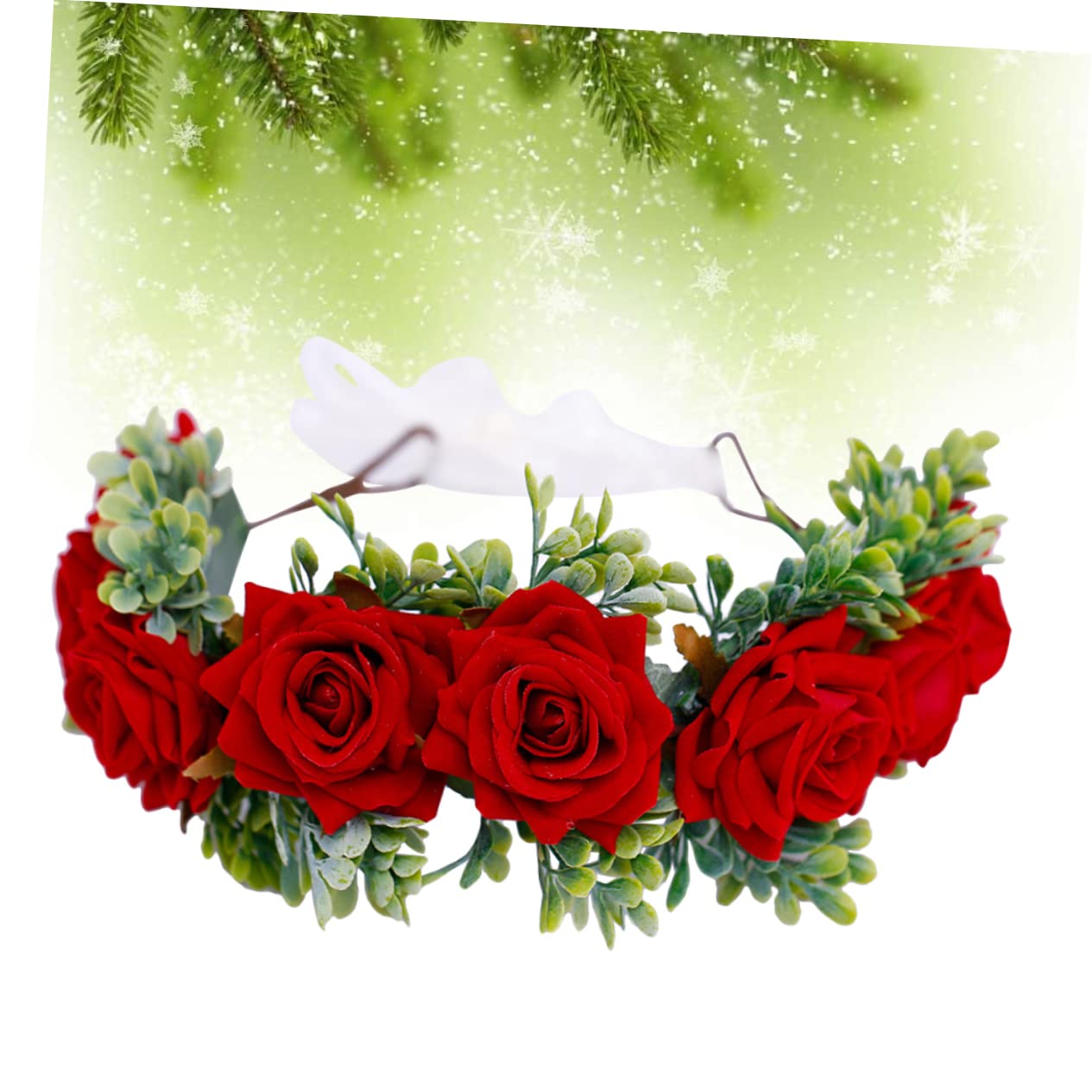 FRCOLOR 3pezzi Cerchietto Floreale Artificiale Per Sposa Con Rosse Accessorio Elegante Per Matrimonio Cosplay e Feste Per Foto e Eventi Speciali