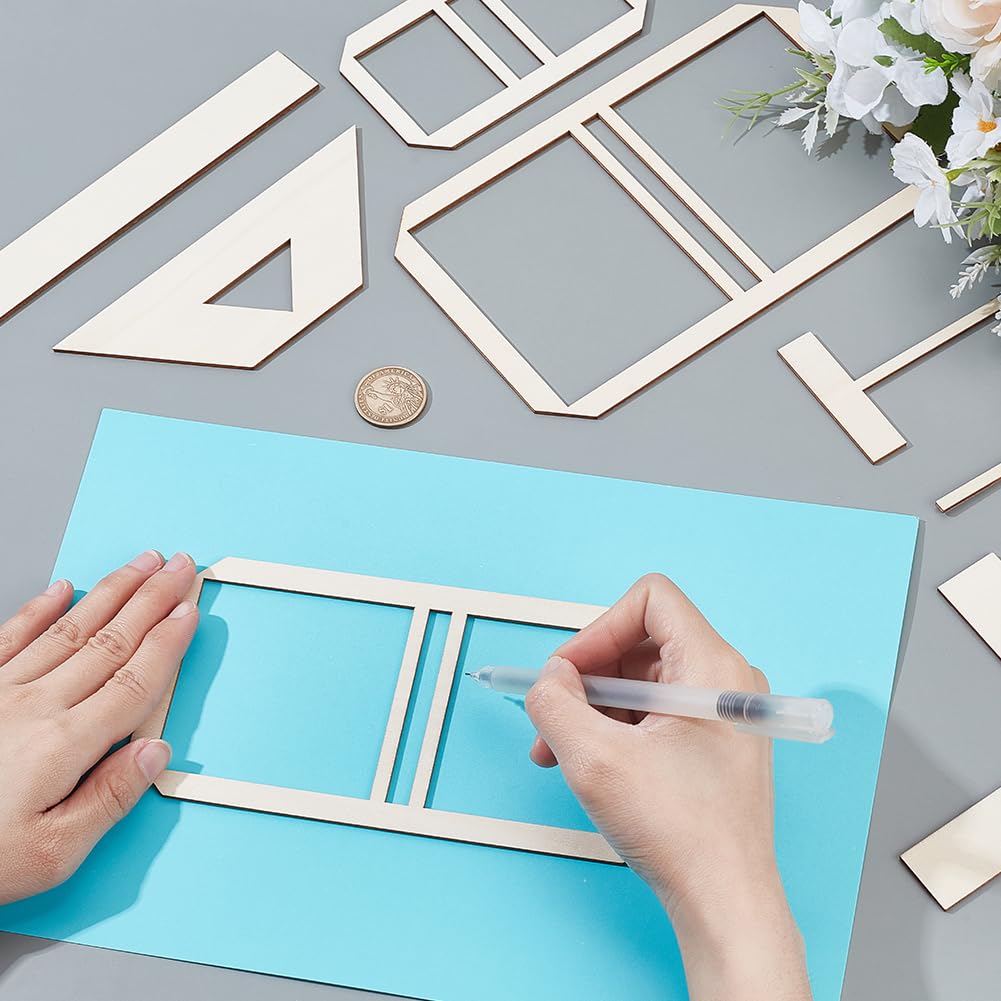 AHANDMAKER Herramienta de encuadernación simple para álbumes de recortes, regla en forma de L, regla en forma de T, regla en forma de T, guía espaciadora, ángulo de corte de esquina, juego de