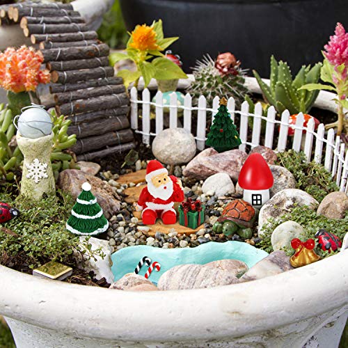 Bbto BBTO-CRAFTS MINIATURE-03 45 Pcs Miniature Christmas Figures For Crafts Mini Christmas Figurines Include Mini Resin Tree Snowman Small Bell Bear Castle Snowflake Ornaments Decorations thumb #6
