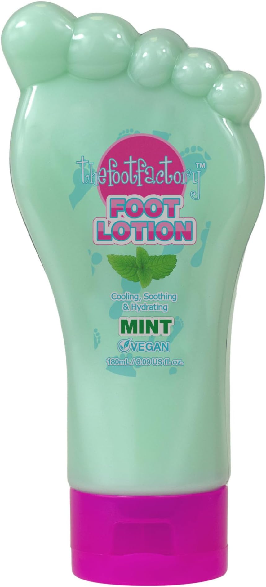 The Foot Factory Peppermint Foot Lotion; Soothes and hydrates feet with refreshing peppermint scent; 180ml