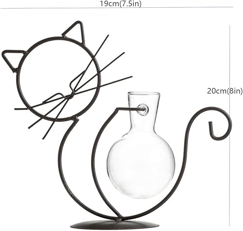 Miniatura 4 de TJ Global Macetero de cristal para gatos, terrario de plantas, estación de propagación, soporte de metal para plantas hidropónicas, decoración de