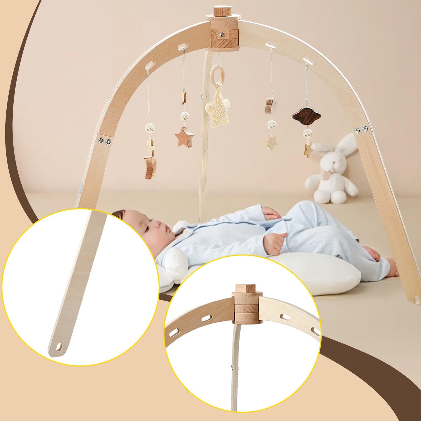 Holz Spielbogen Mit Hängespielzeug Dreieck | sicheres Dreieck-Design, aus Holz, einfacher Aufbau, fördert Motorik