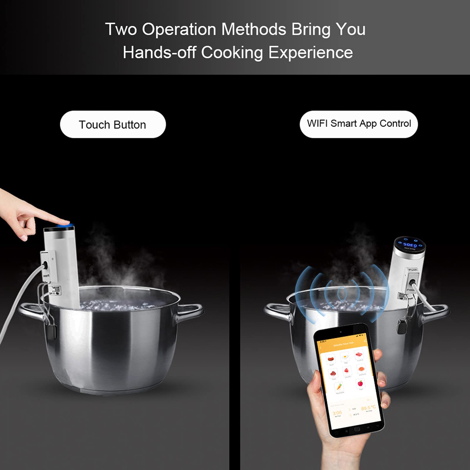 IPX7 Resistente al agua Sous Vide WiFi Precision Cooker Precision Cooker Inmersion Circulator con control preciso de temperatura y tiempo para una alimentación saludable