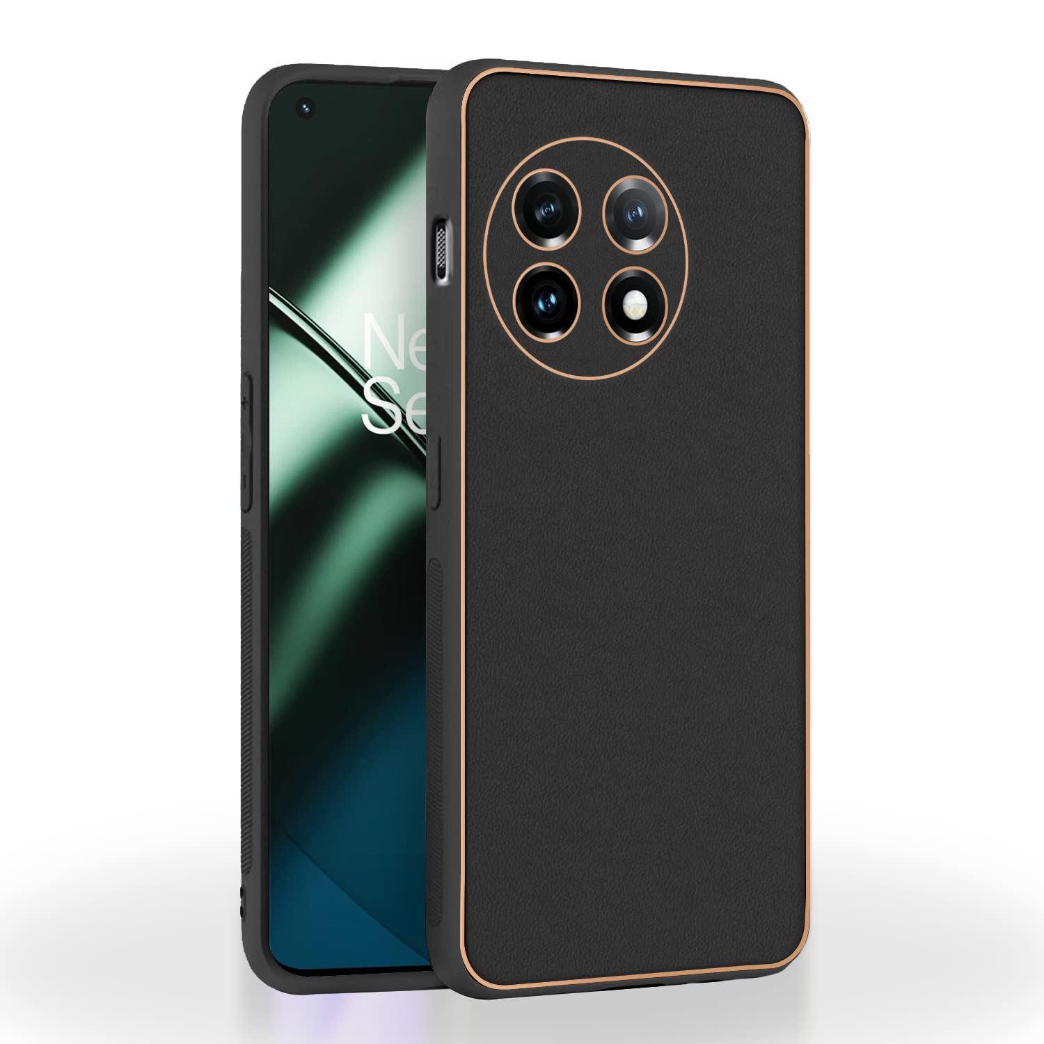 Pikkme OnePlus 11 5G Back Cover | Gold Electroplating Leather Chrome | Raised Edges | Super Soft-Touch | Bumper Case for OnePlus 11 5G (Black) (B0C3DZRRDD) Amazon Price History, Amazon Price Tracker