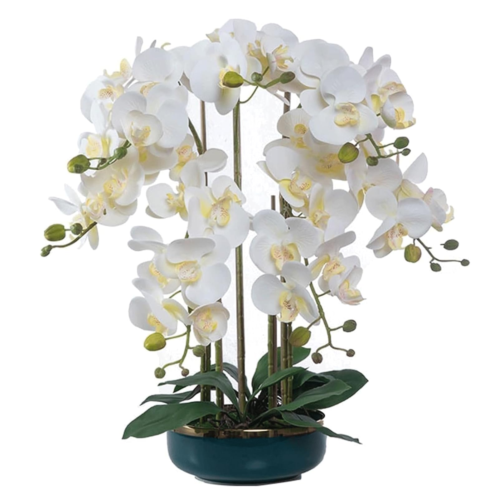 DFGHNBVC Artificial Orchid Orchids Artificial Pu Artificial Flower With Ceramic Vaseartificial Phalaenopsis Flowers Potted Faux 55Cm Artificial Flower Very Natural