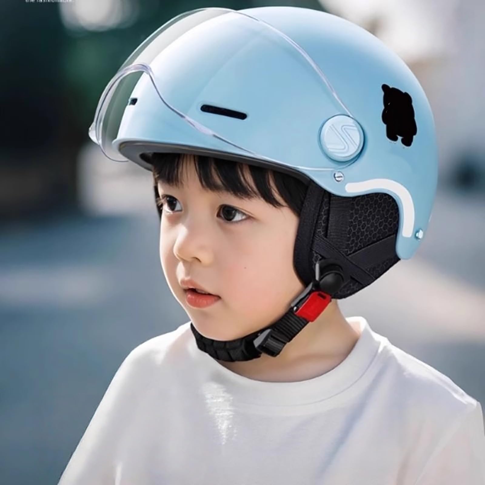 Casco Moto Bambino ECE 22.06 Omologato, Visiera Lunga Antivento, Calotta ABS Leggera, Design Astronauta Spazio, Jet Scooter Ciclismo Bambina Ragazzo Rosa 10,50~56cm