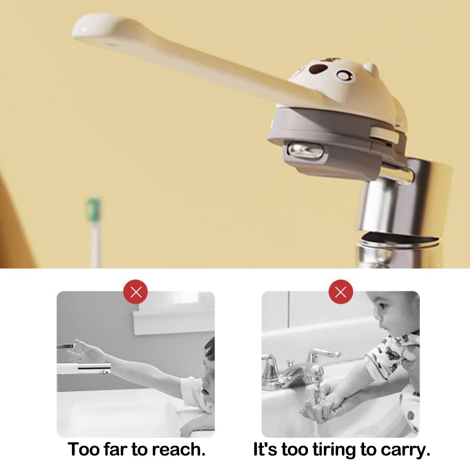 Extension De Poignée De Robinet, Extension De Poignée d'Évier d'Extension De Robinet, Extension De Poignée De Robinet Pour Enfants, Ensemble D'Extension De Poignée De Robinet (Blanc)