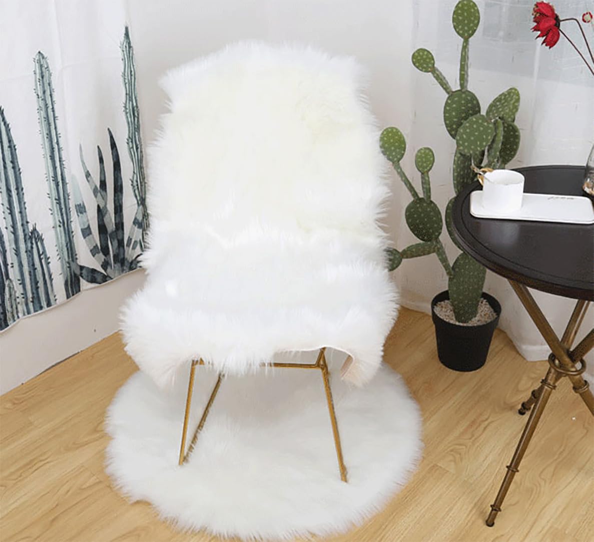 Schaffell Kunstfell Sitzkissen Fell 50 x 70 cm Lammfell Klein Kaninchenfell Faux Schaffell Teppich Wolle Bettvorleger Sofa Matte Lammfellimitat Teppich Lammfell Felle für Sofa Wohnzimmer(1#)