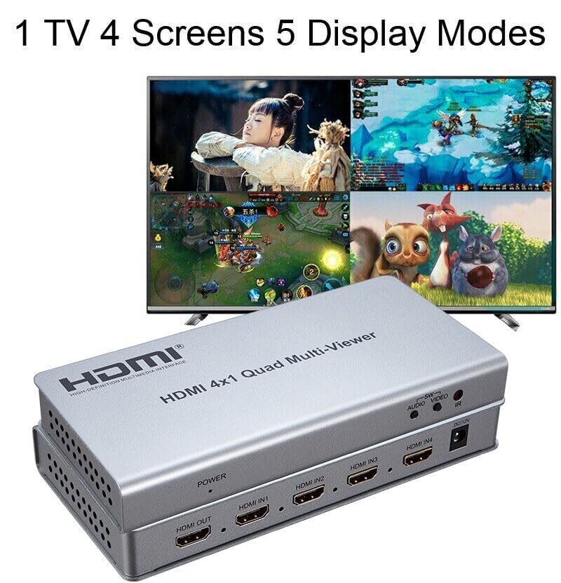 Image of 1080p HDMI 4x1 Quad Multi-viewer Split Screen with 5 Modes Display and Seamless Switching (HDMI 4x1 Quad Multi-Viewer)
