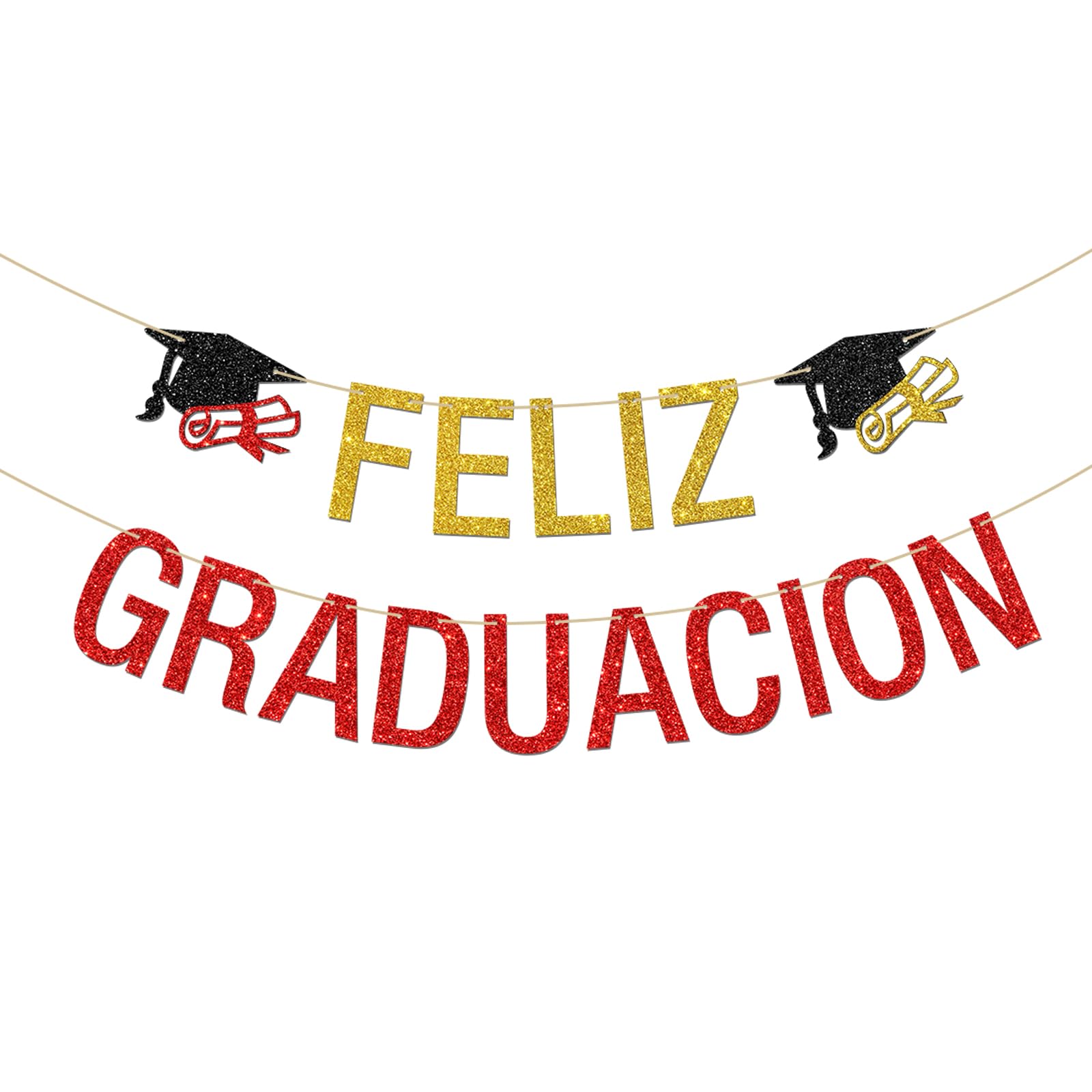 Feliz Graduacion Banner, Spanish Graduation Bunting Decor Taco Bout a Grad Felicidades Graduado Graduation Party Decoration Supplies Red Glitter