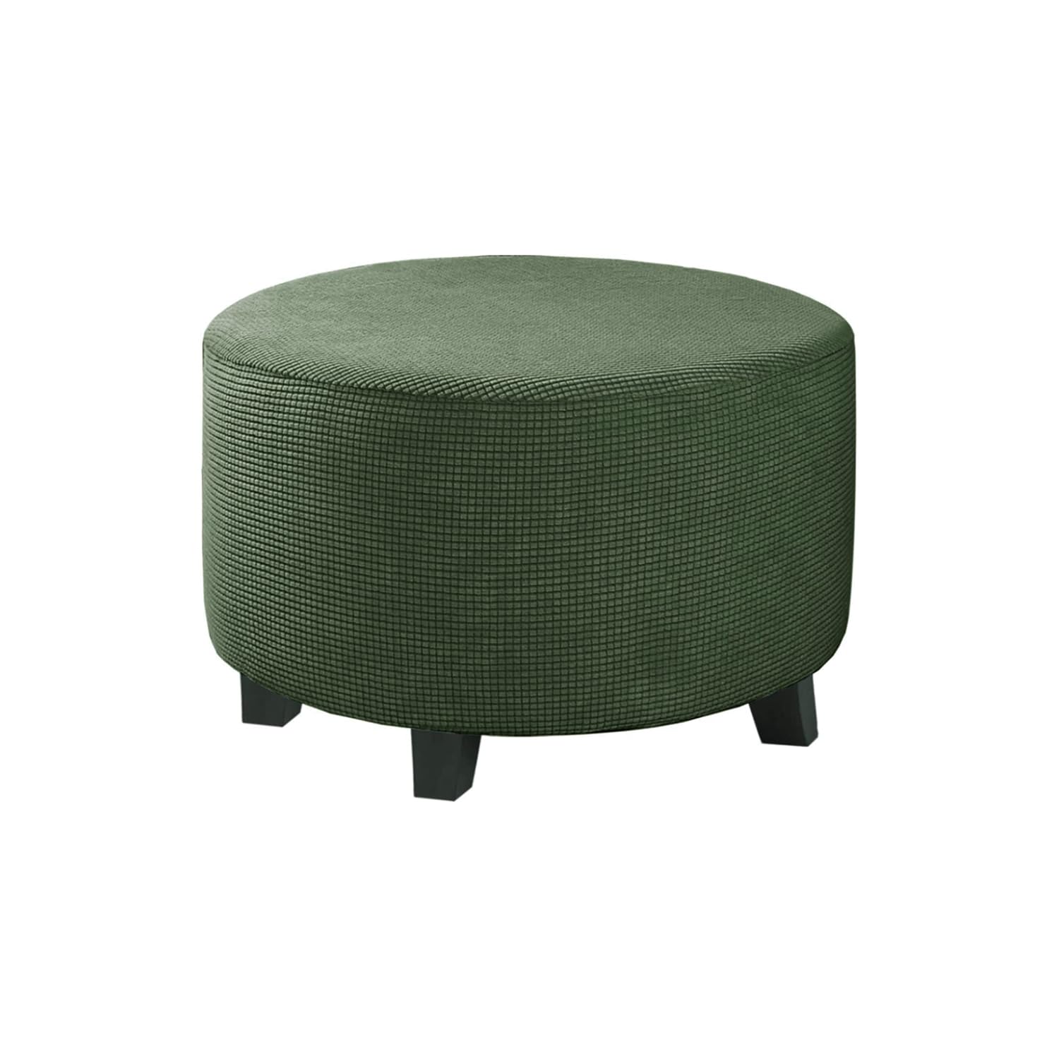 XAOLPLH Washable Foot Stool Cover, Super Soft Pouffe Cover Footstool Protector Covers, Ottoman Covers Round, Sofa Slipcovers Protector Cover Footstool Slipcover,Green,XL