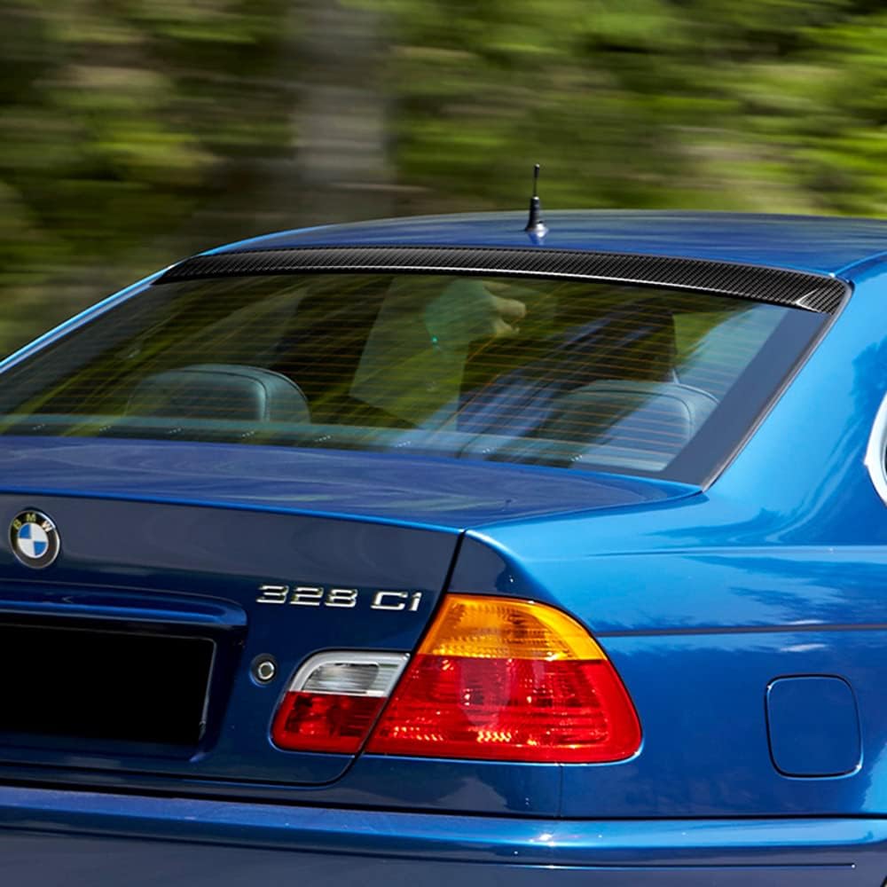 Q1-TECH, Rear Window Roof Spoiler Compatible with BMW E46 3-Series 325xi 320i 325i 330i 330xi 328i 323i 4DR (95-05), Carbon Fiber, Rear Window Roof Visor Spoiler Wing