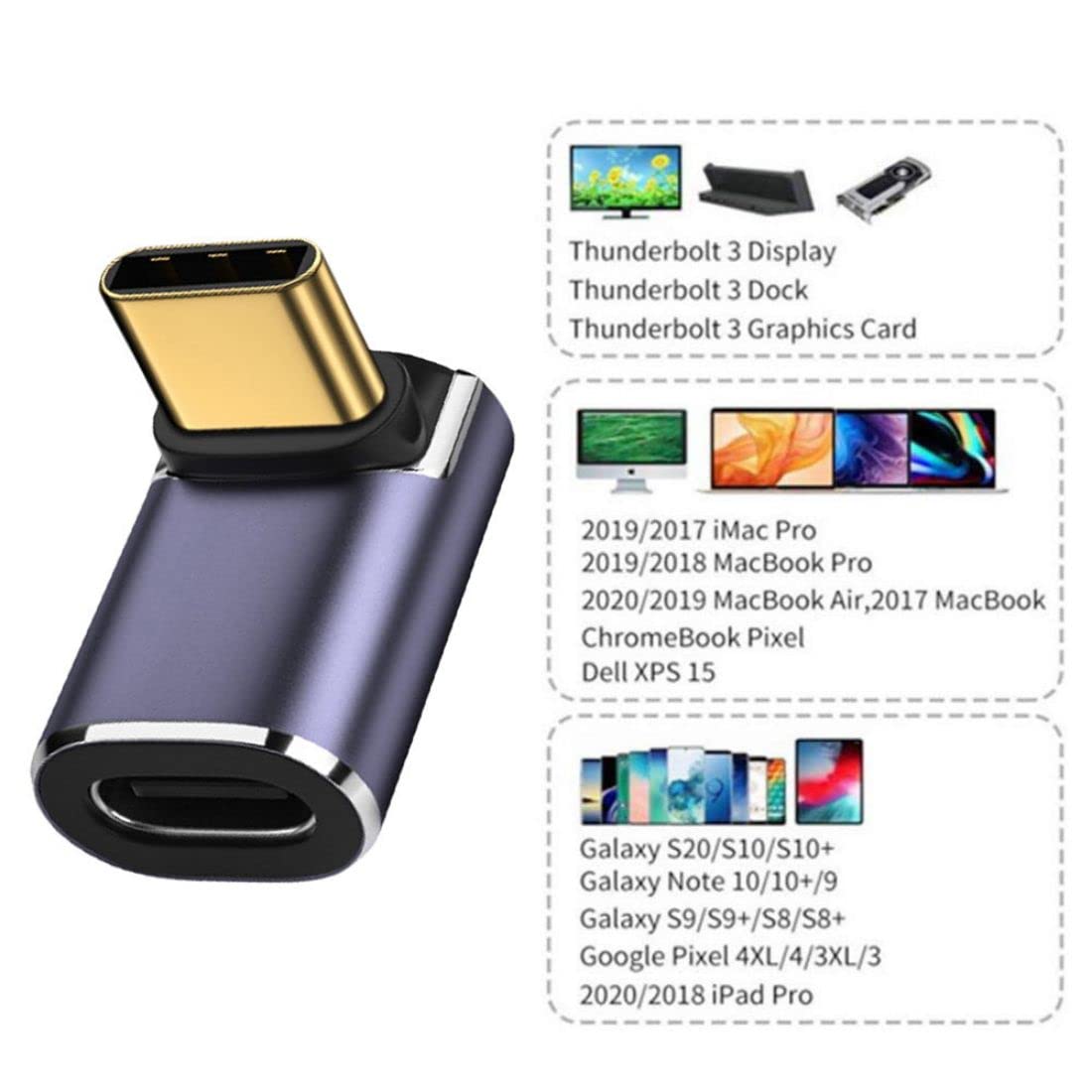 Adaptateur USB-C Mâle Vers Femelle USB4 - 100W, 40 Gbit/s, Vidéo 8K@60Hz - Pour Extension Et Conversion De Connecteur - 9