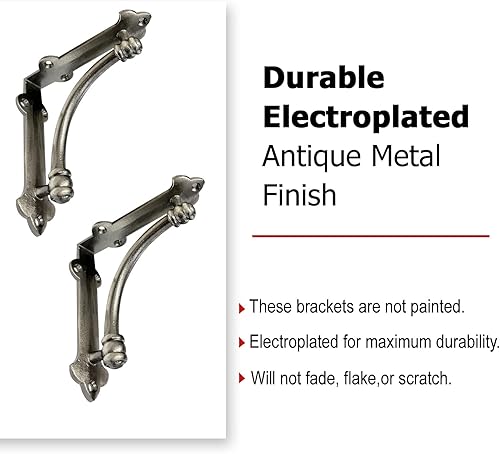 Miniatura 17 de NACH Soportes decorativos para estantes, paquete de 2 soportes de estante de hierro fundido de metal antiguo de 9.6 x 1.7 x 9.6 pulgadas, soportes