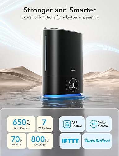 Miniatura 2 de GoveeLife Humidificador inteligente máximo, humidificador WiFi de niebla cálida y fría de 7 L para el dormitorio del hogar, humidificadores de