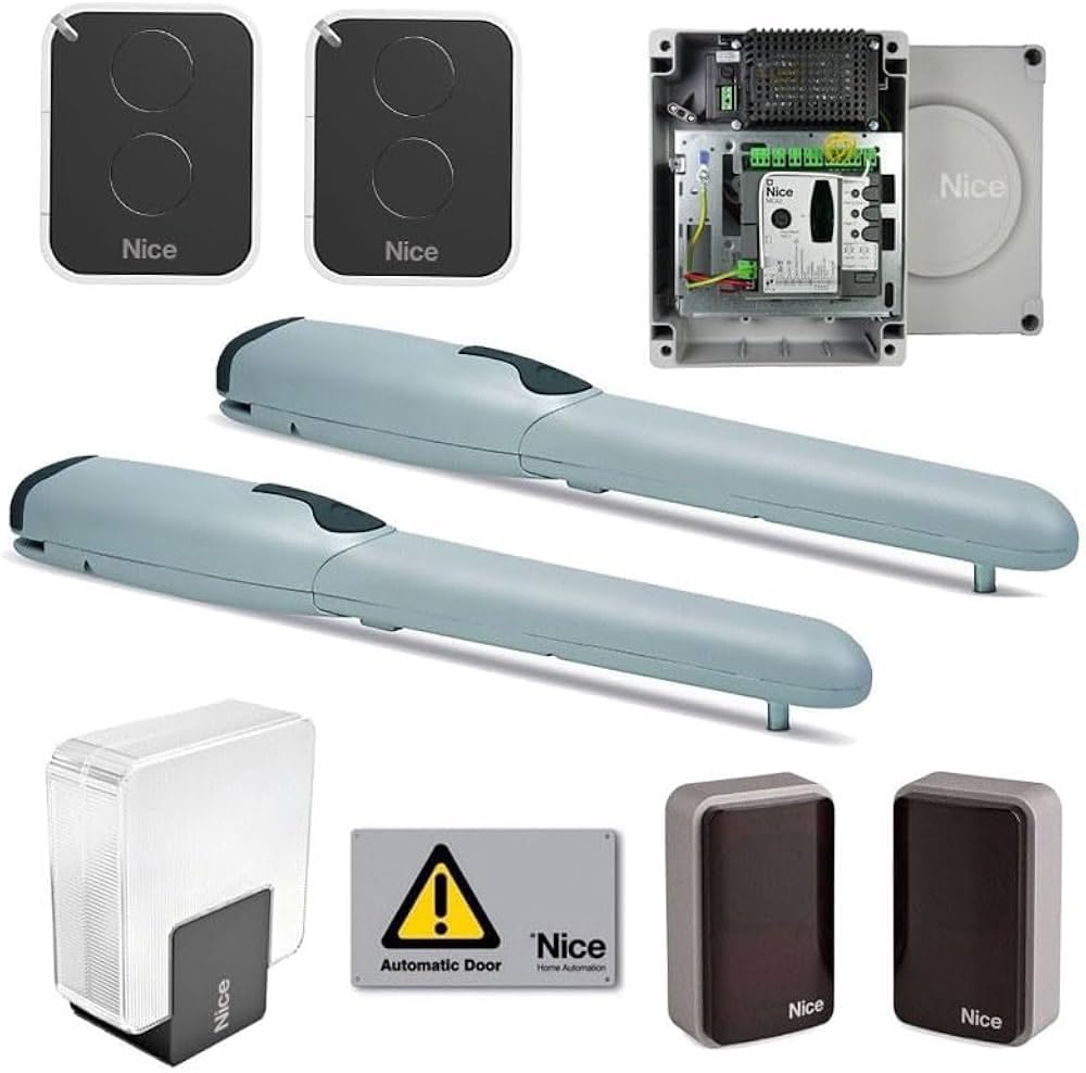 NICE Kit completo Wingo 4024 para automatización de puertas batientes 24 V