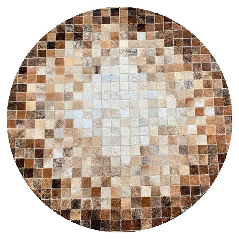 Tapis en fourrure minimaliste en cuir de vache patchwork artisanal