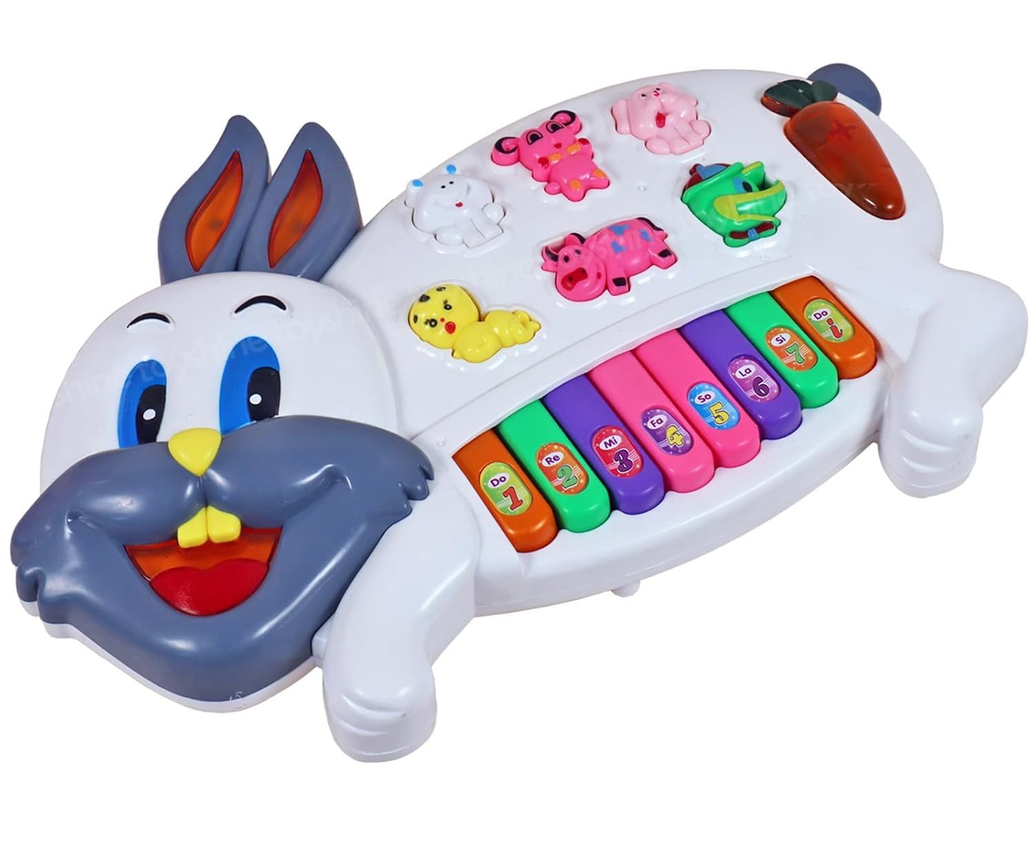 Kids Musical Piano Toy with Animal Sounds, Rabbit Keyboard Learning Toy for Toddlers, Colorful Keys, 8 Keys, White, 10x10x10 cm, 3 Years and Up-picture-14