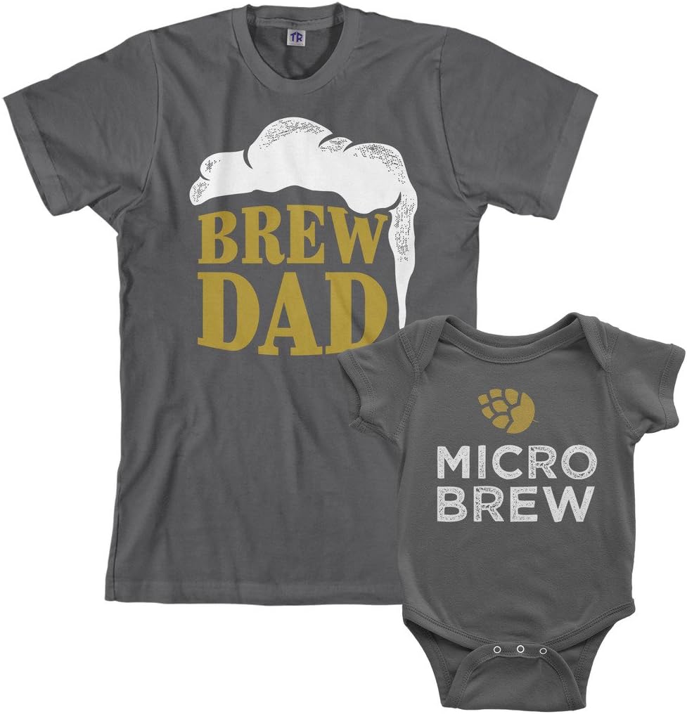 Threadrock Brew Dad & Micro Brew Infant Bodysuit & Men's T-Shirt Matching Set (Baby: