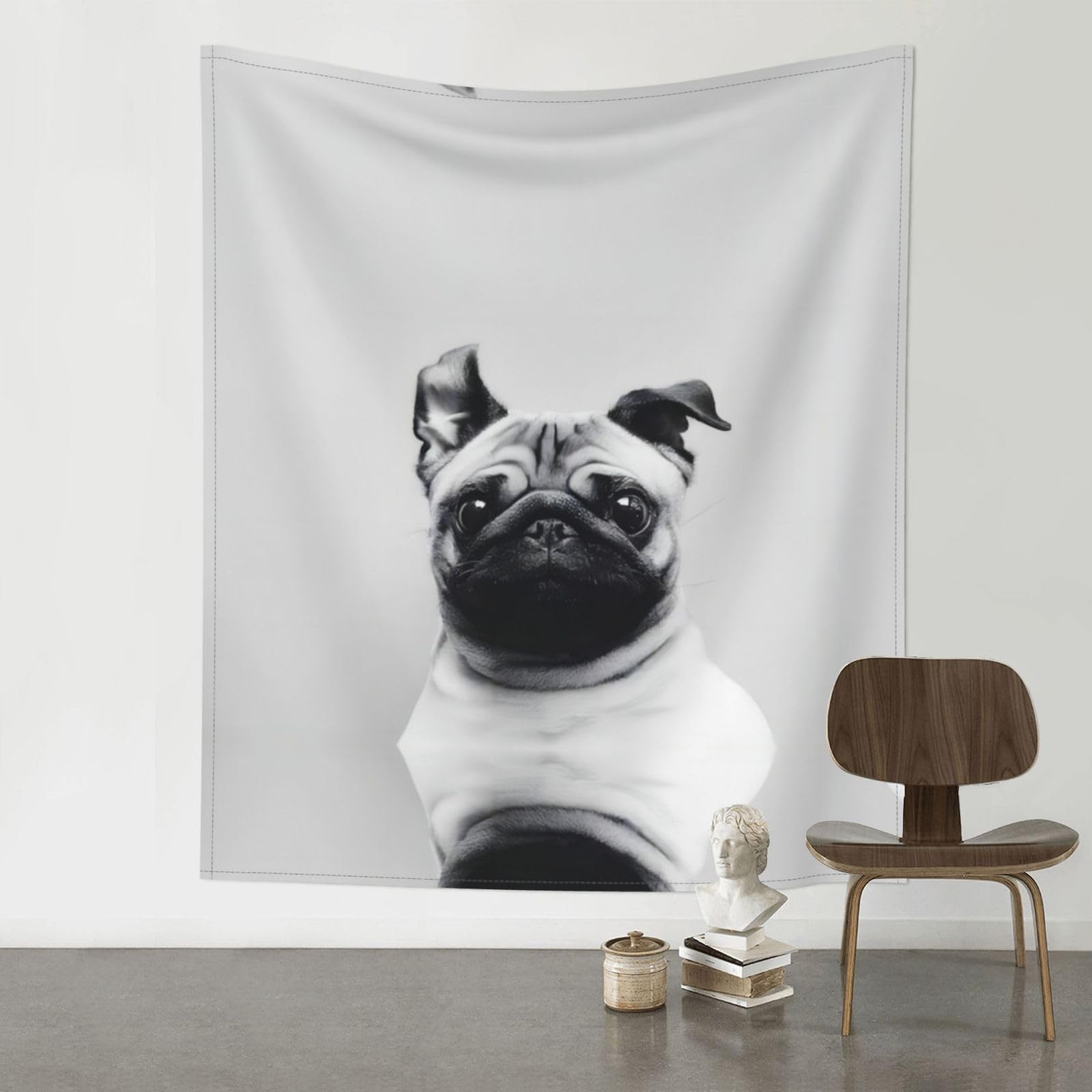 WHJSSF Pug Prints 60x51in Wall Tapestry Bohemian Throw Blanket Dorm Decor Beach Picnic Cover