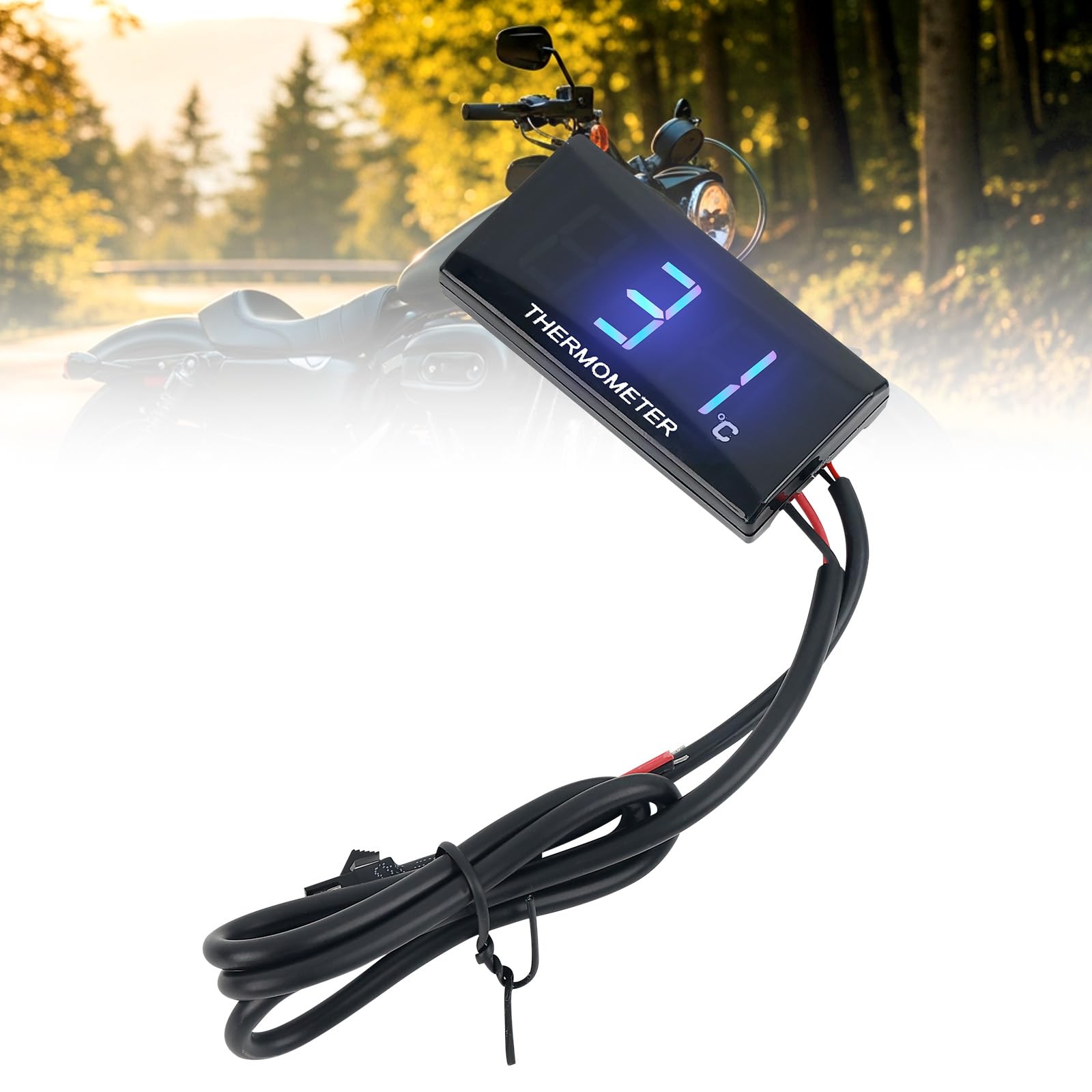 Baceyong Thermomètre numérique universel DC 12 V pour moto et scooter, jauge de température de l'eau 0-120 ℃ pour course Thermometre pour scooter 50 cc avec capteur de température à Filetage M10