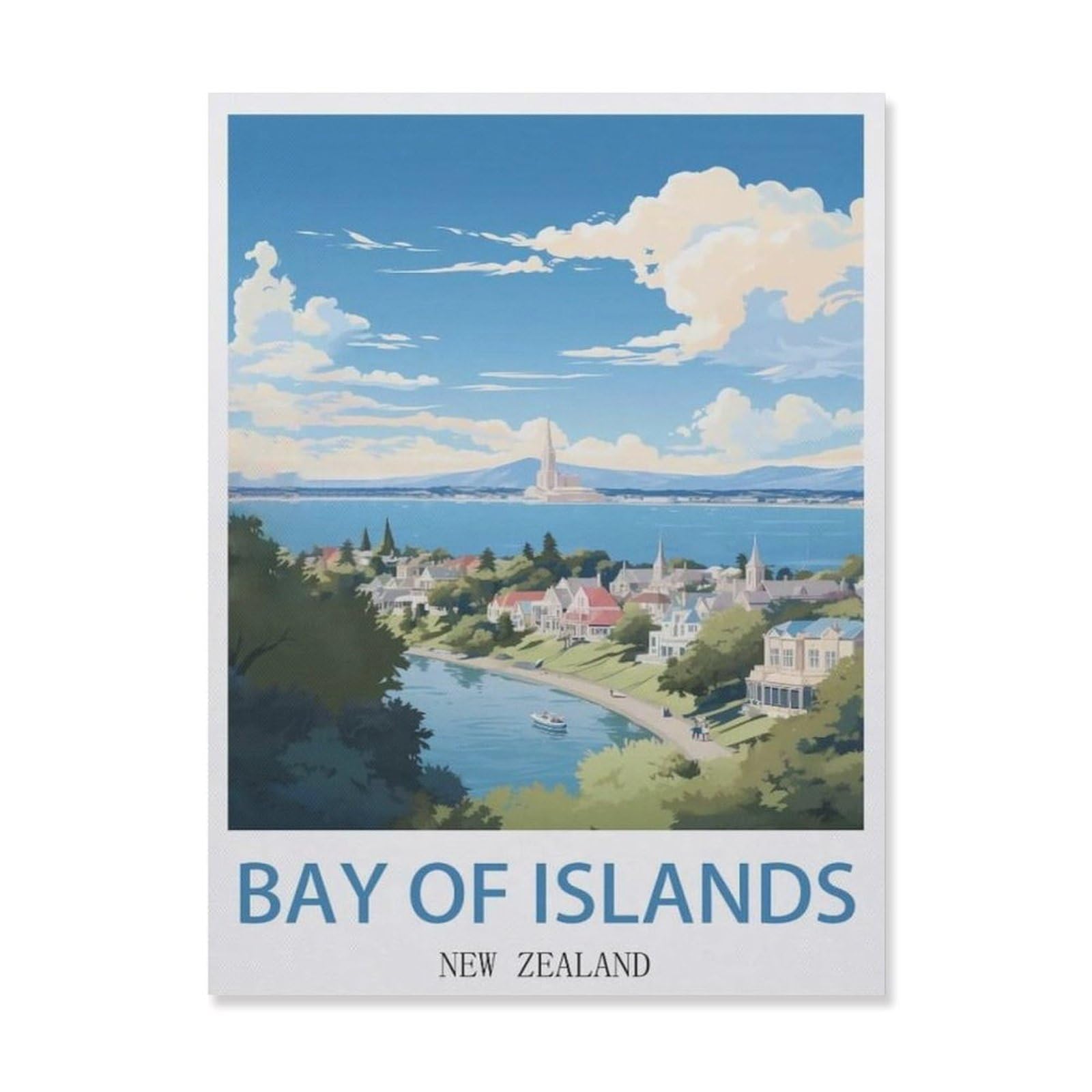 Metal Signs，Bay of Islands New Zealand ， Coast，Nostalgic Man Cave Tin Metal Sign Hanging Wall Plaque Kitchen Shed Garage(20x30cm）8x12 inch-DV18