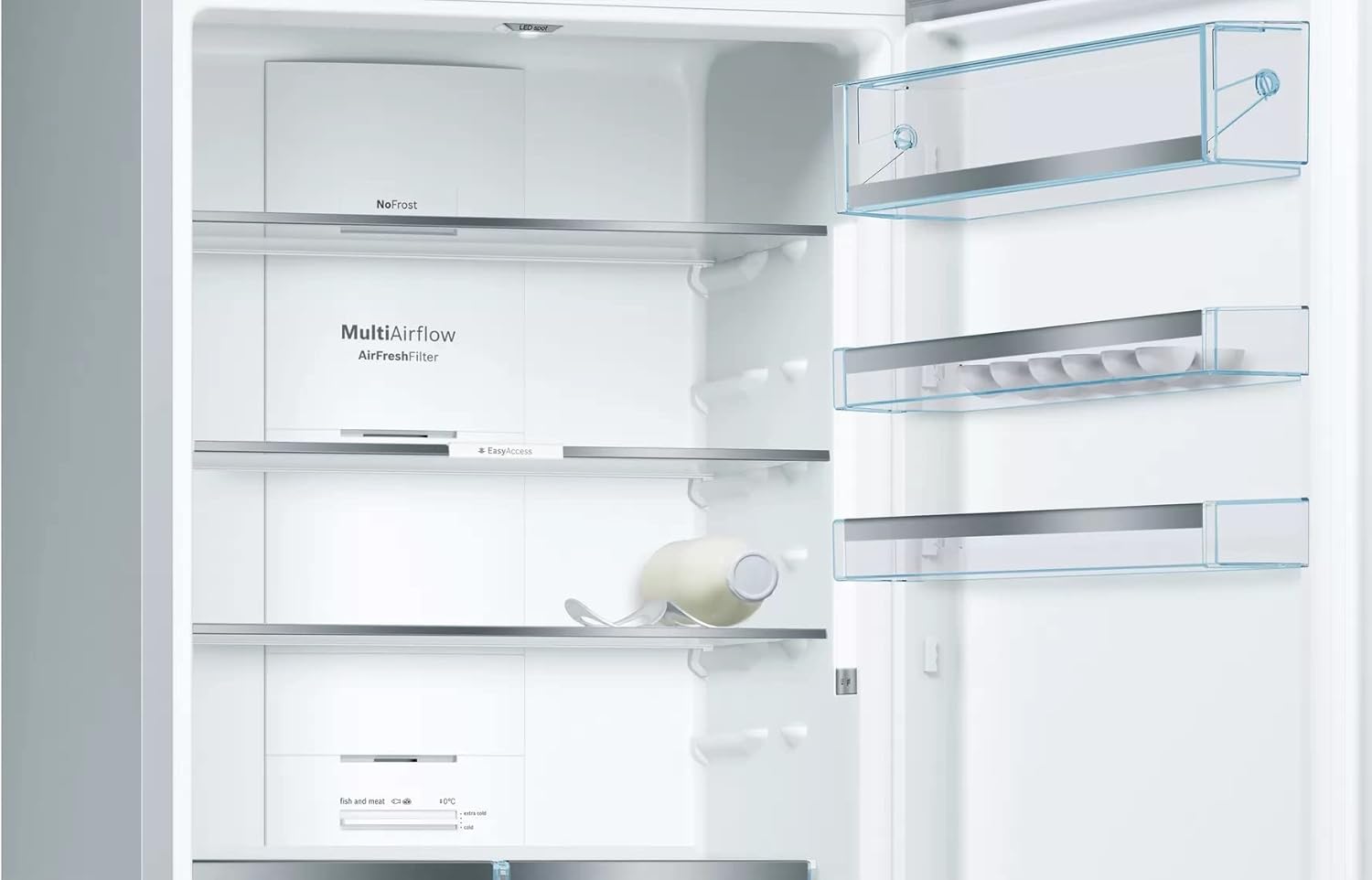 Upper interior of Bosch KGN49LB30U refrigerator