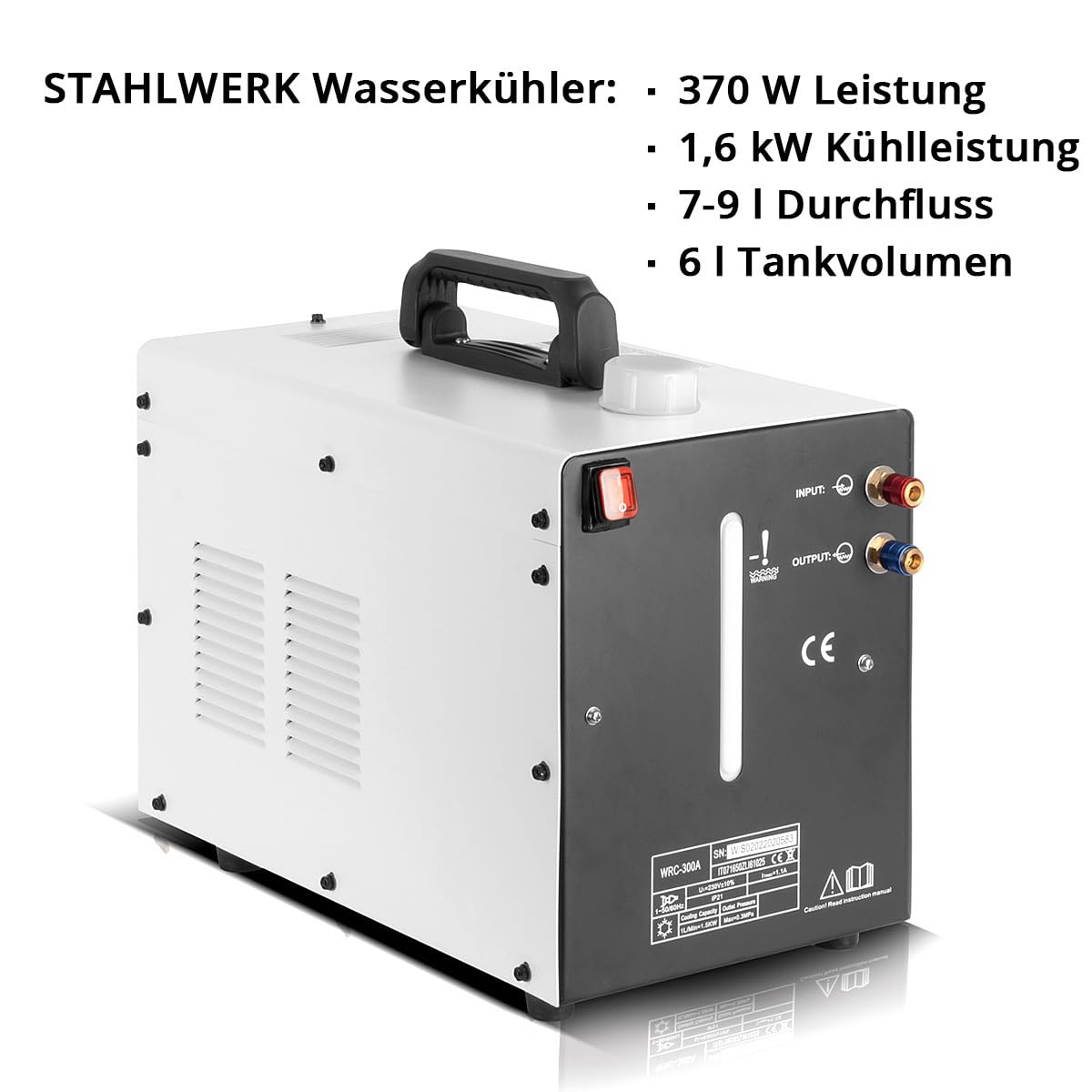 STAHLWERK Refrigerador de agua con 370 W de potencia y depósito de 6 l para equipos de soldadura MIG MAG | TIG y cortadoras de plasma