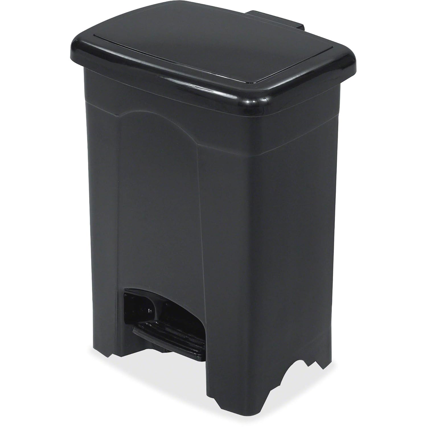 Safco Products 9710BL 4-Gallon Plastic Step-On Waste or Trash Receptacle with Lid - Durable & Space-Saving Solution for Office Breakrooms & Garages Black
