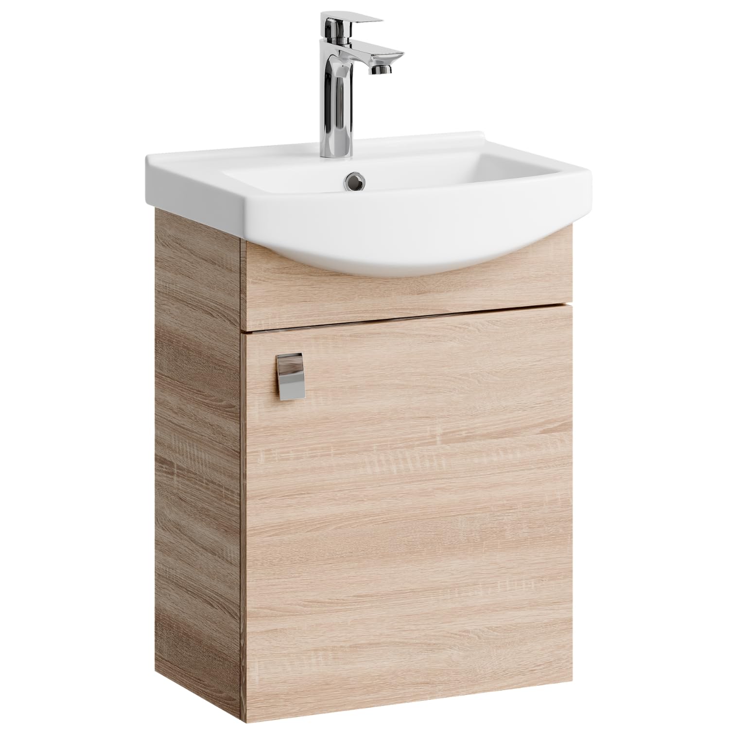 Planetmöbel Conjunto de Muebles de baño Lavabo con Mueble 45 x 60 x 33 cm para Aseo de Invitados, Roble Sonoma