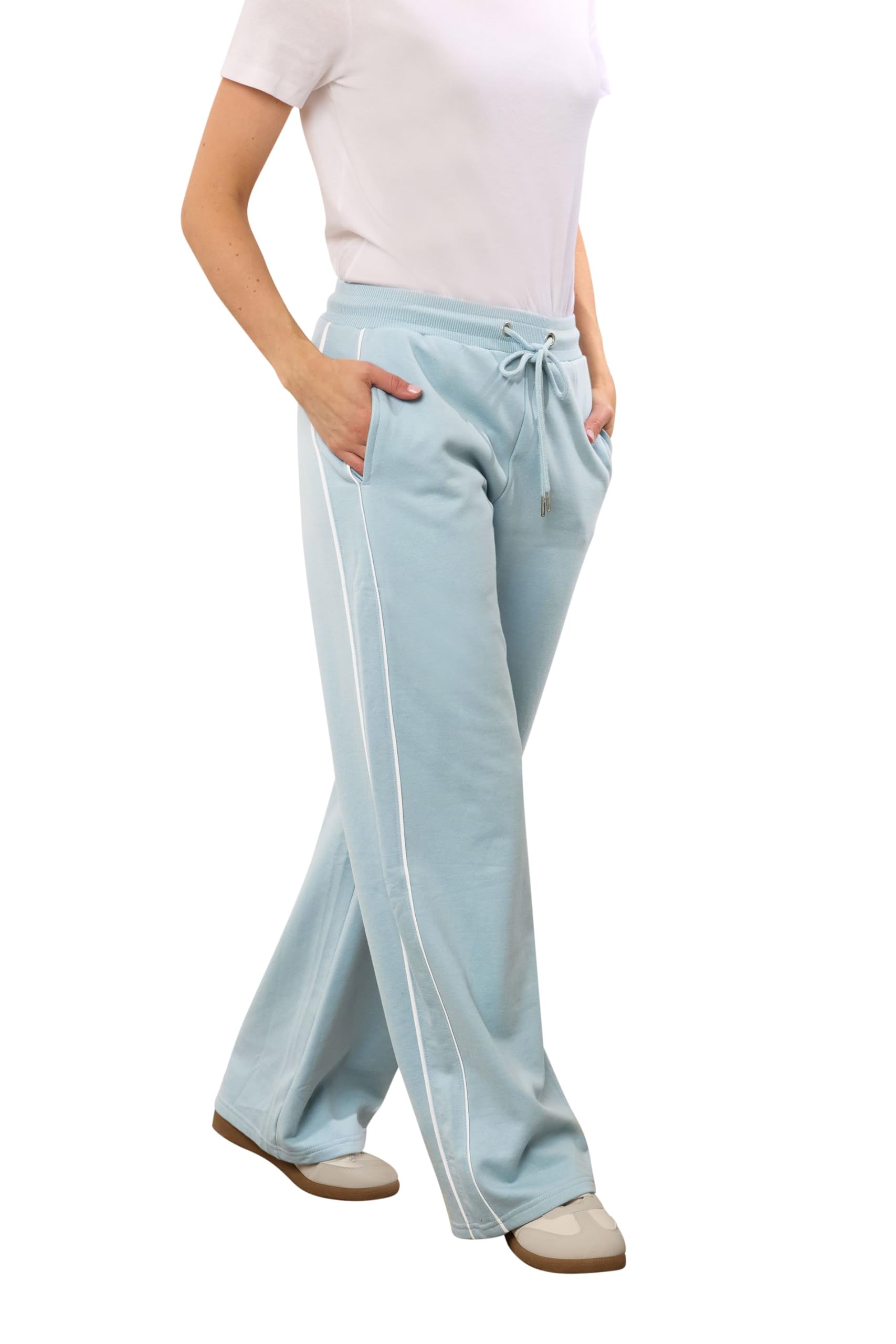 Long Tall Sally Women's Blue - Lts Tall Light Piped Wide Leg Joggers