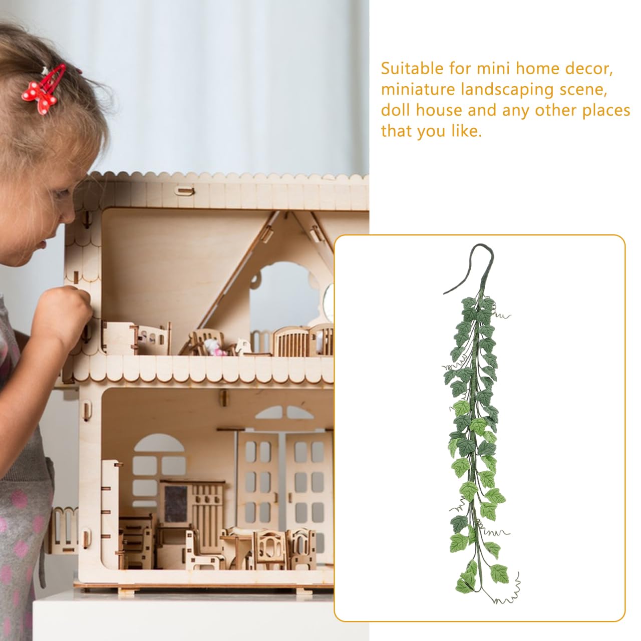 Toyvian Artificial Vine Dollhouse Accessories Miniature Vines Miniature Dollhouse Vine Dollhouse Garden Plants Garland Mini Wreath Fake for Dollhouse 1/12 - Image 4