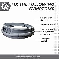 Vista 4 de MDS47123619 Junta de goma de puerta de lavadora para lavadoras LG de carga frontal – sello gris reemplaza AP6236842, AGF75223080, 4511798