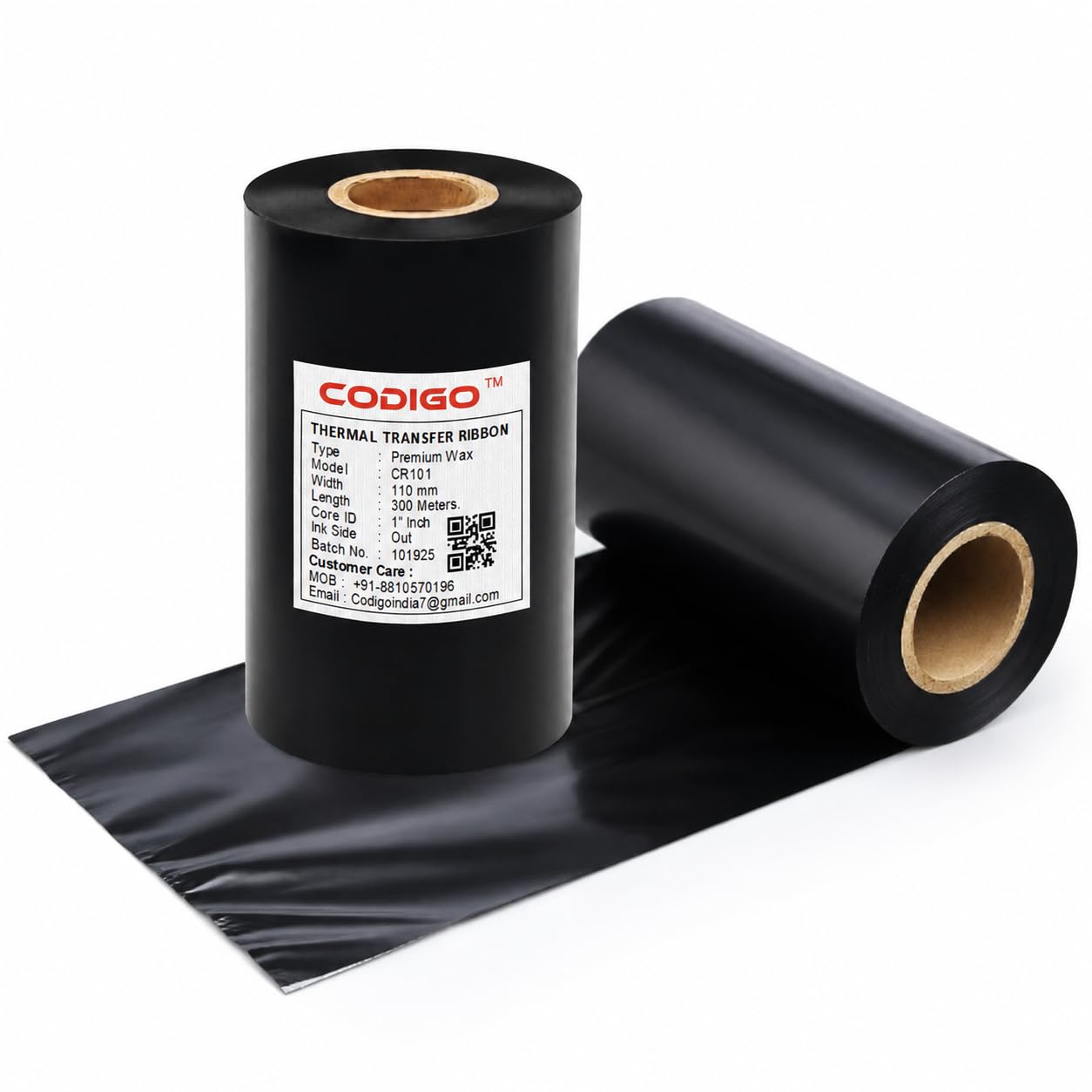 CodiGo 110mm X 300 Meters Thermal Transfer Barcode Labels Ribbon Premium Wax for Printer TSC, Zebra, Citzen, Datamax, Thosiba, Sato Etc. (1) (Pack of 1)-picture-10