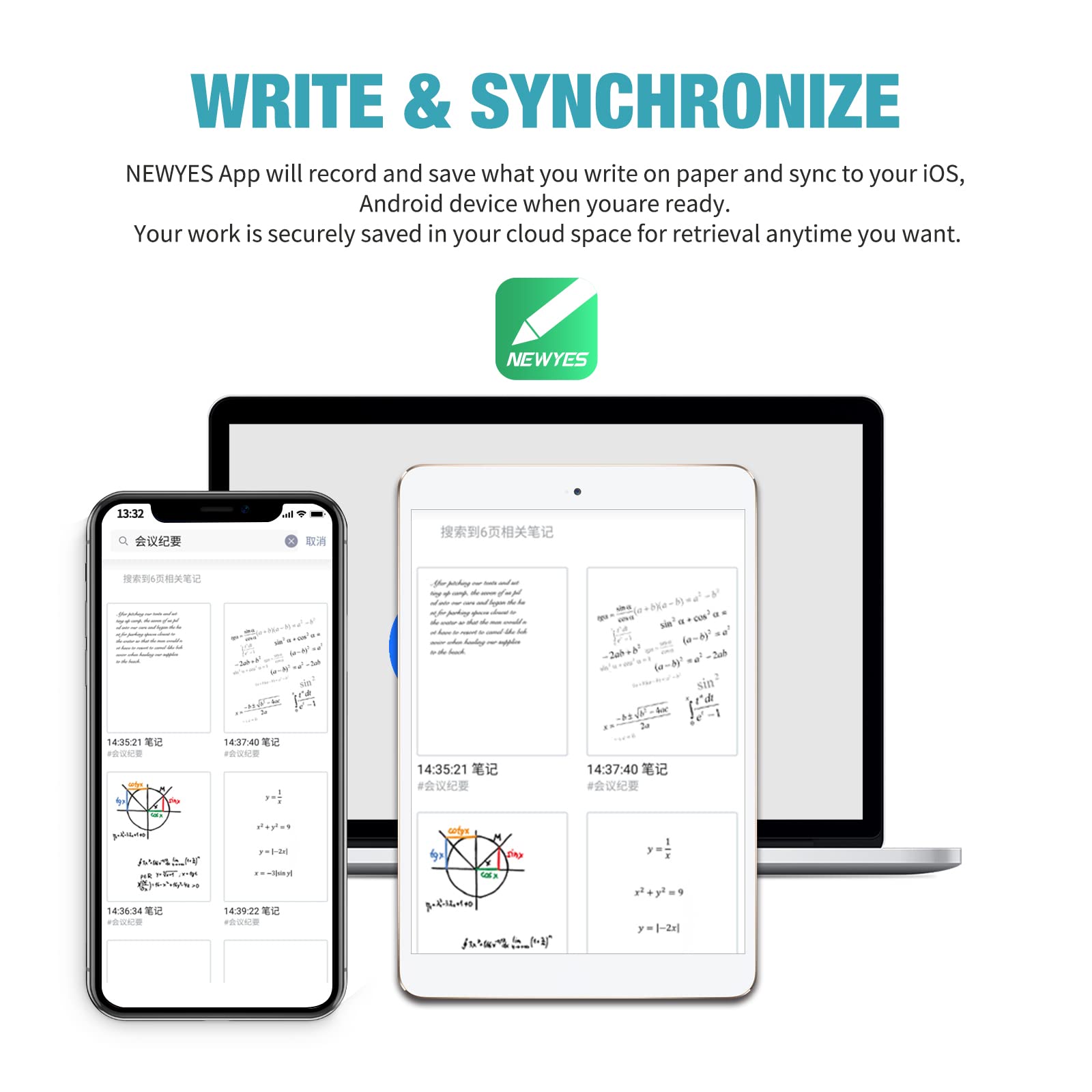 NEWYES SyncPen 3.0 Set - Smart Pen Sincronizza i Tuoi Appunti Dallo Schermo e Dalla Carta, Penna Intelligente Salva le Tue Note e Condividi le tue Note Scritte a Mano, Compatibile con iOS e Android